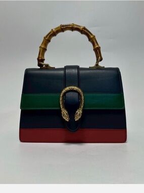 GUCCI Dionysus 2way Leather Shoulder Bag Navy Vintage Logo